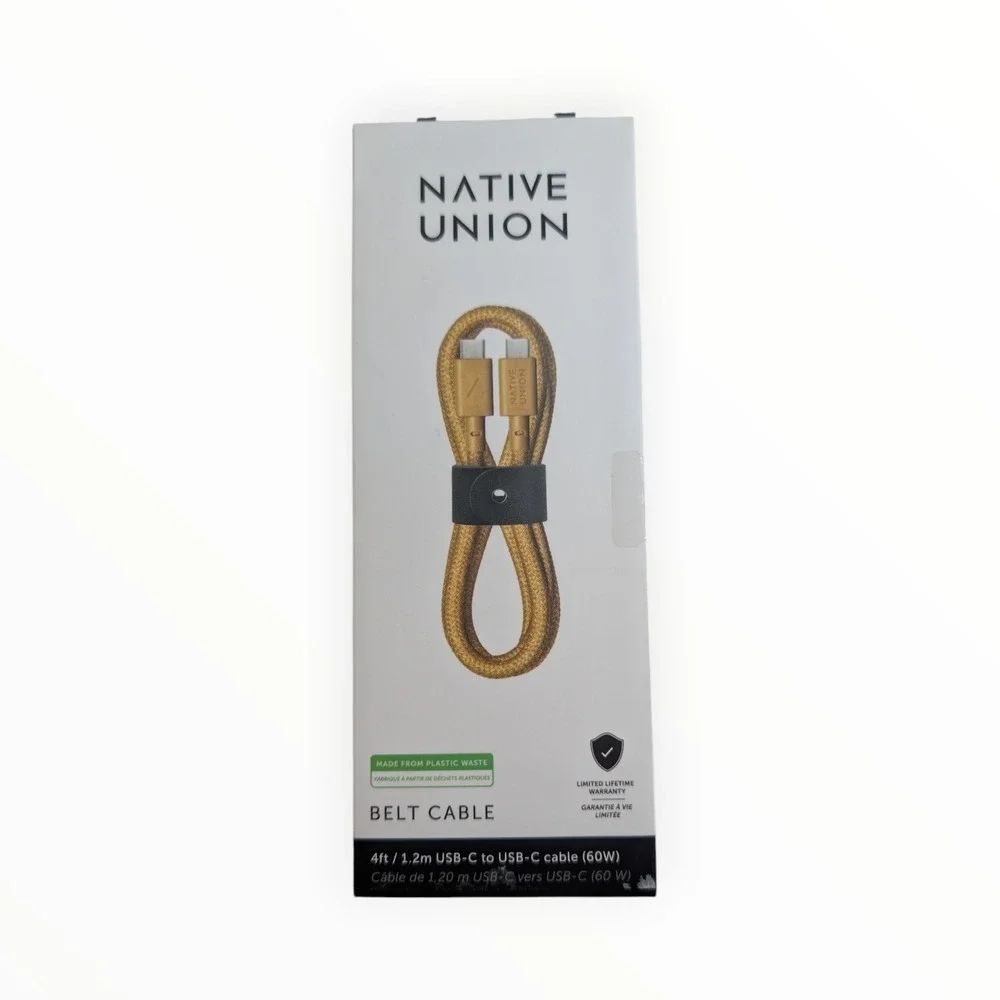 U3-O Native Union Belt Cable 4ft‎ USB-C to USB-C 60w - Kraft Gold